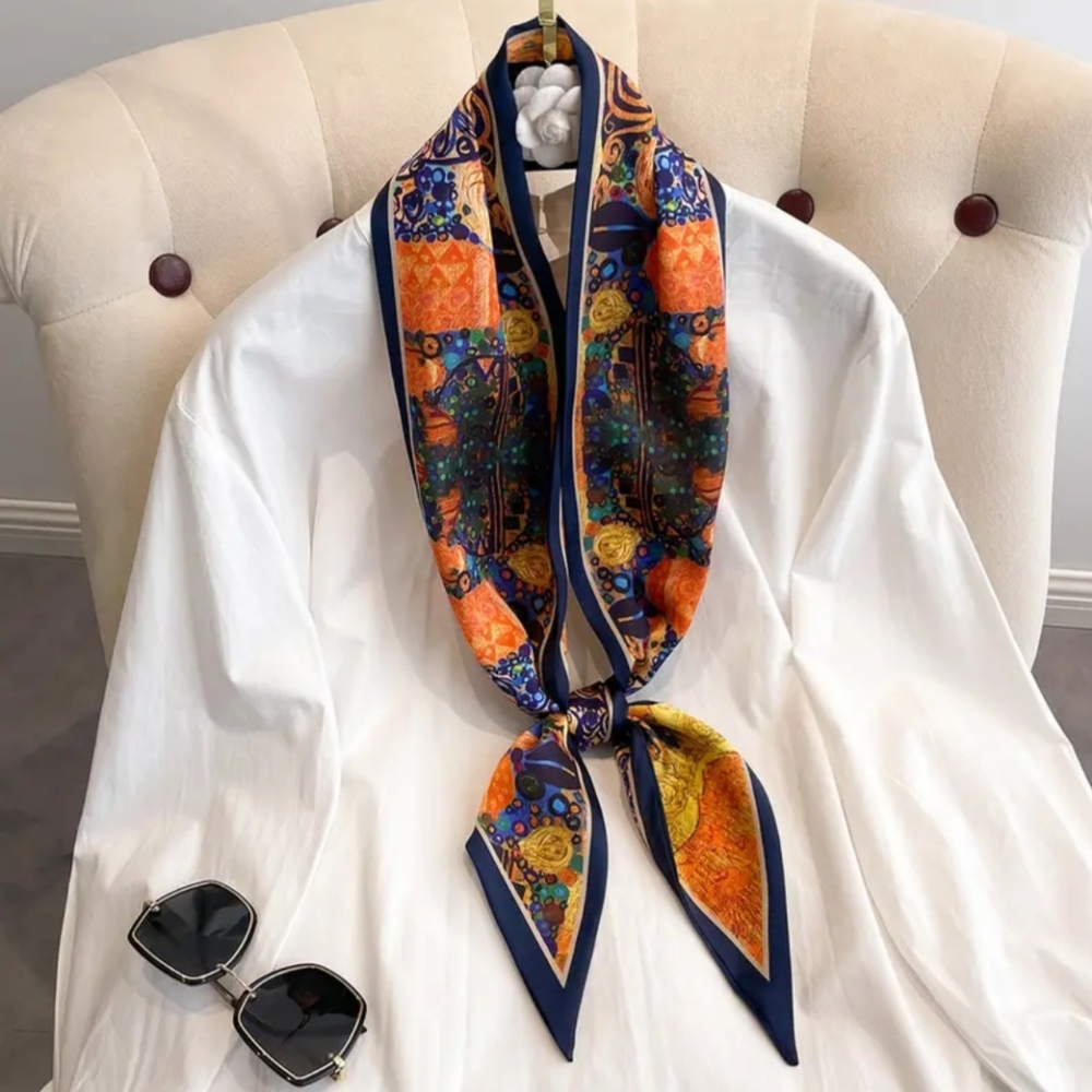 4pcs. Satin Black & White Twillys/Scarves - Picture 2 of 6